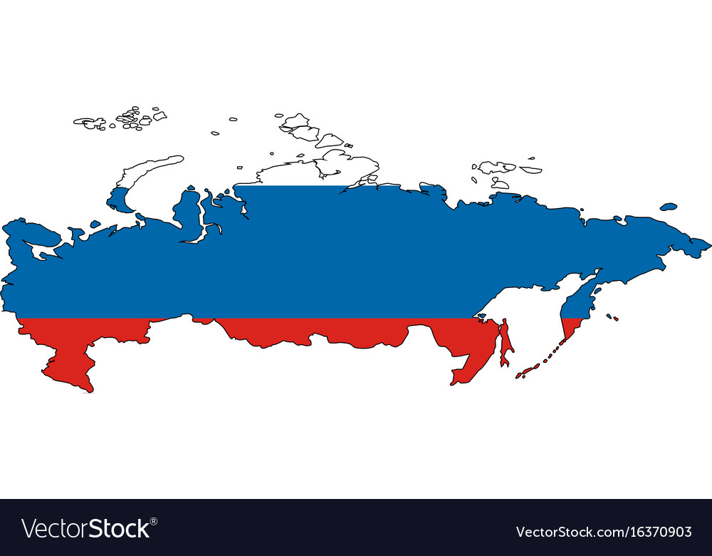 Flag Simple Map of Russia