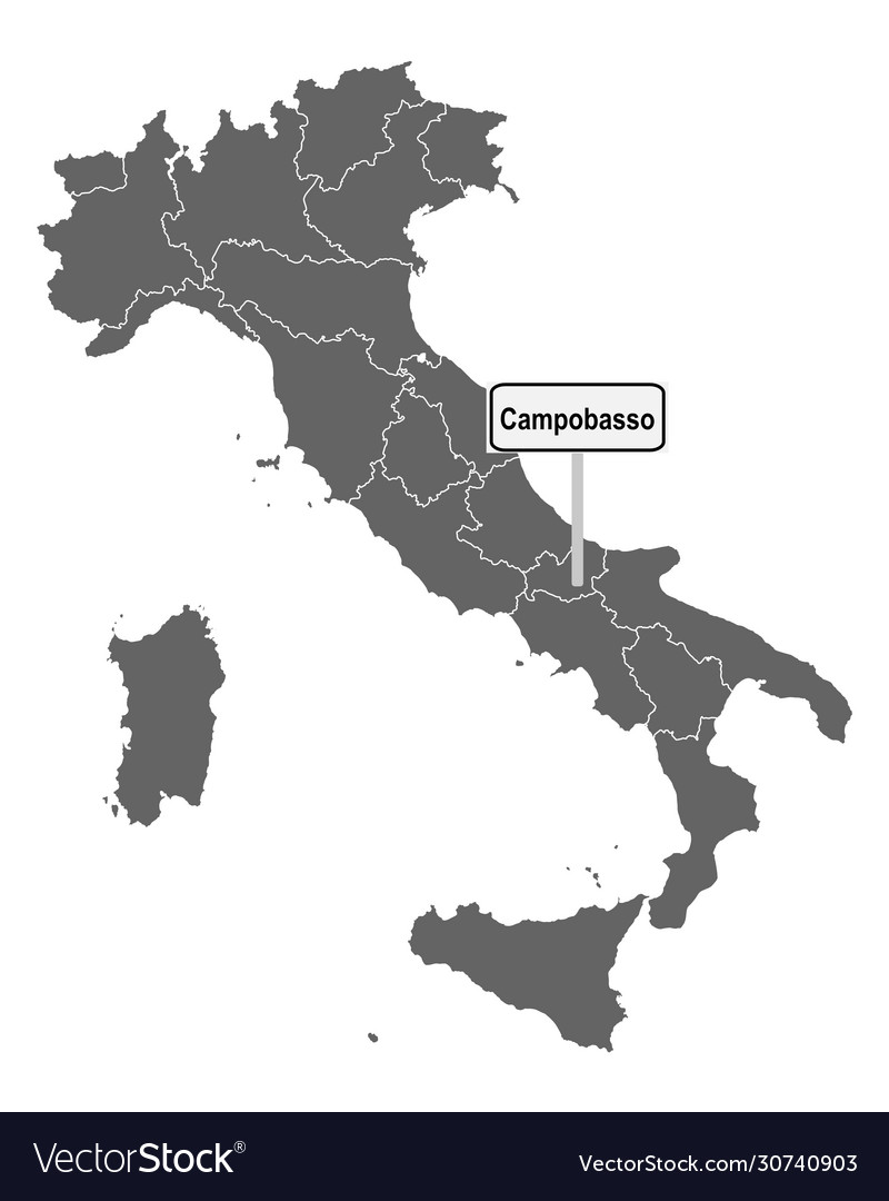 Map italy with road sign campobasso Royalty Free Vector