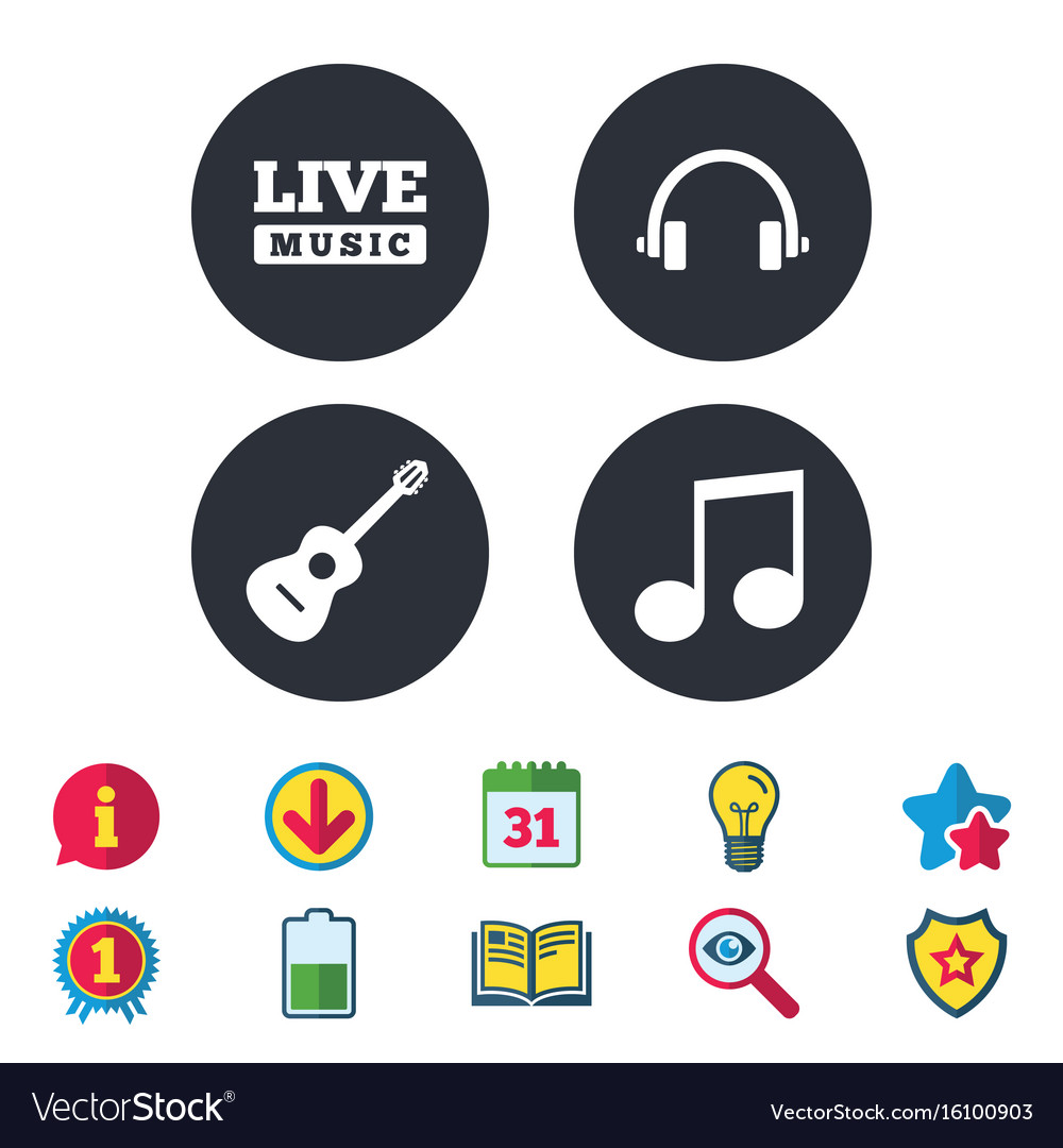 Musical elements icon music note and guitar Vector Image