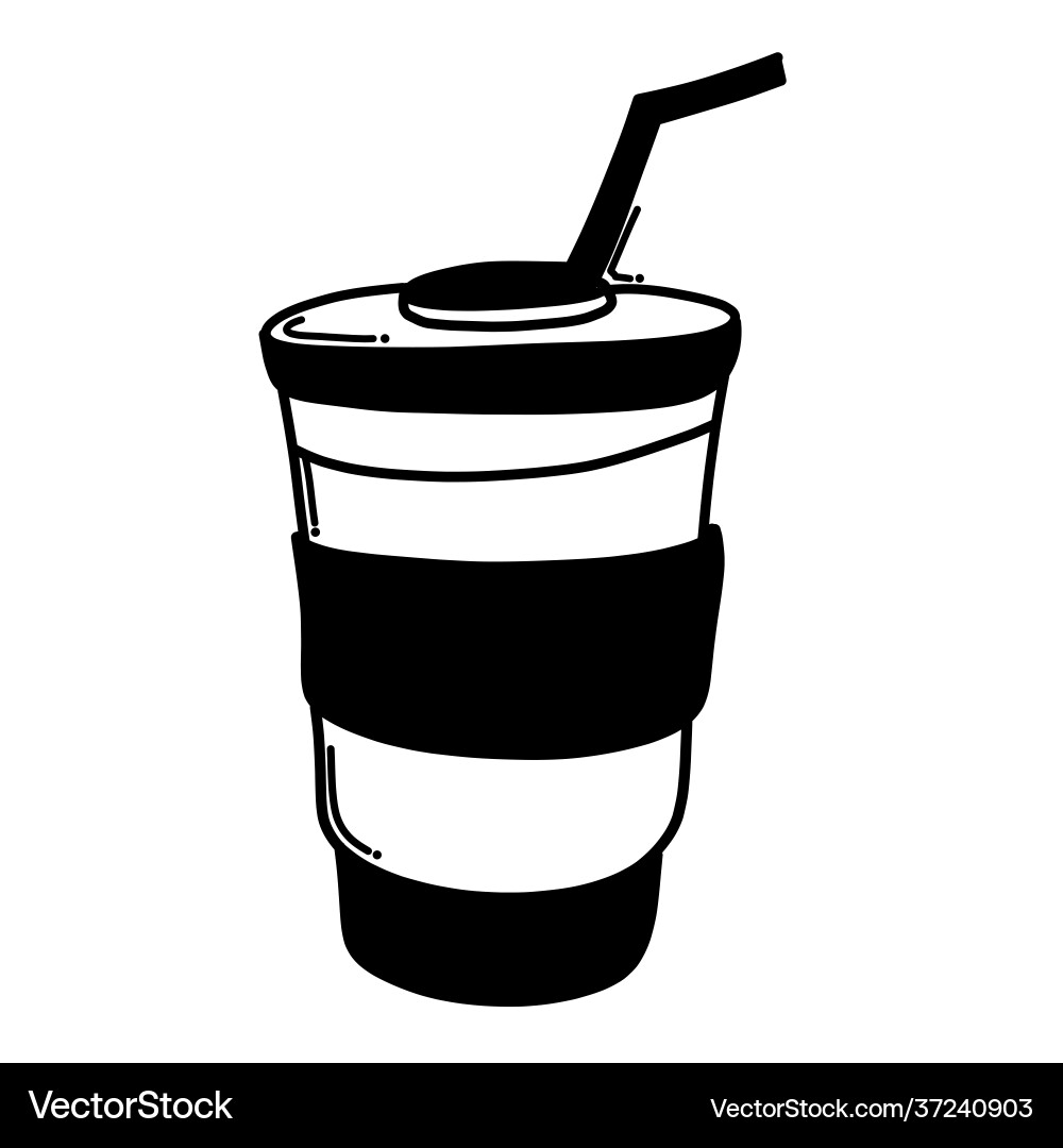 Paper cup doodle icon drawing sketch hand drawn Vector Image