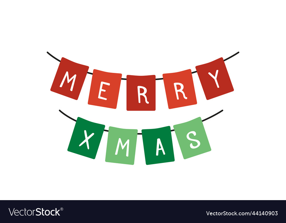 Streamer of merry christmas xmas garland Vector Image