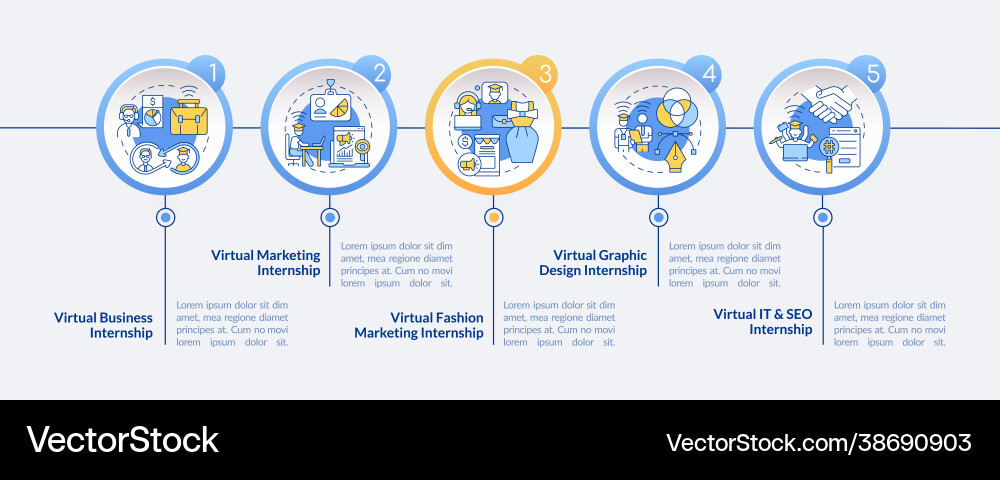 Virtual internship areas infographic template Vector Image
