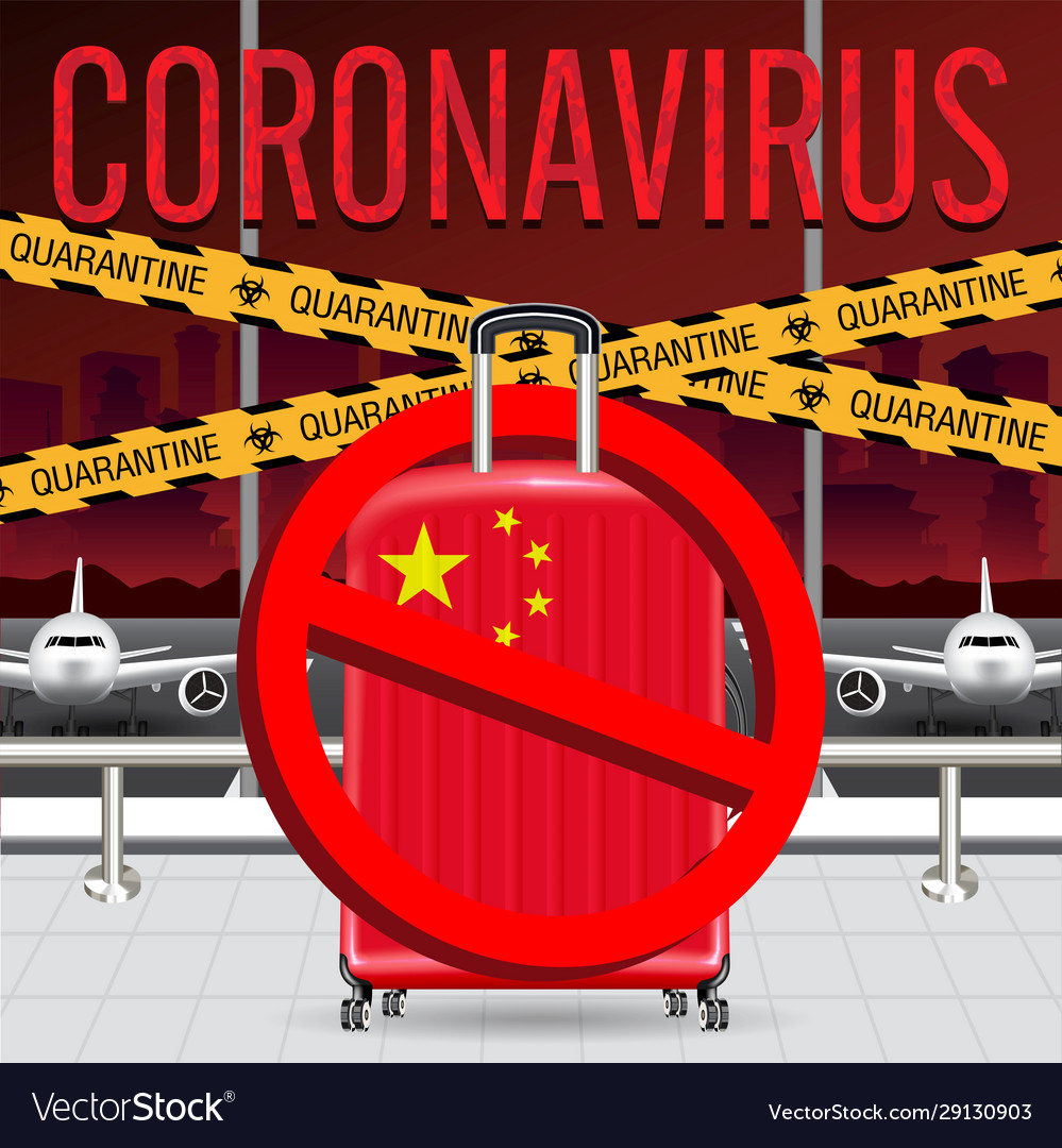 Wuhan china coronavirus flu quarantine airport Vector Image