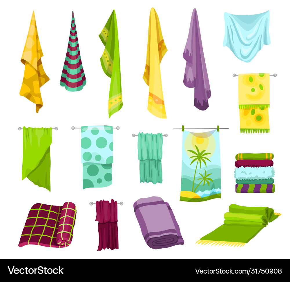 Collection bath towels cartoon textile cloth Vector Image