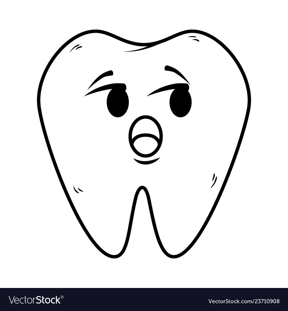 Comic tooth happy kawaii character Royalty Free Vector Image