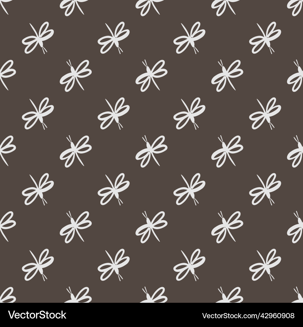 Dragonfly print hand drawn seamless pattern Vector Image
