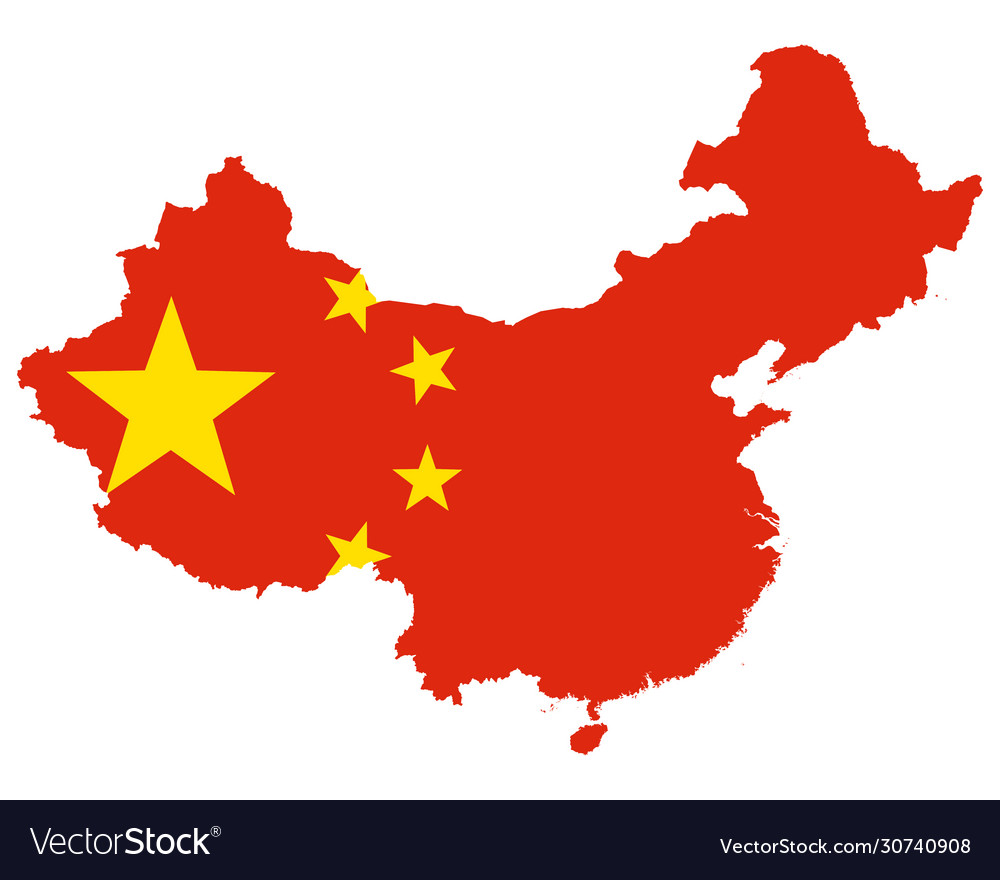 Flag in map china Royalty Free Vector Image - VectorStock