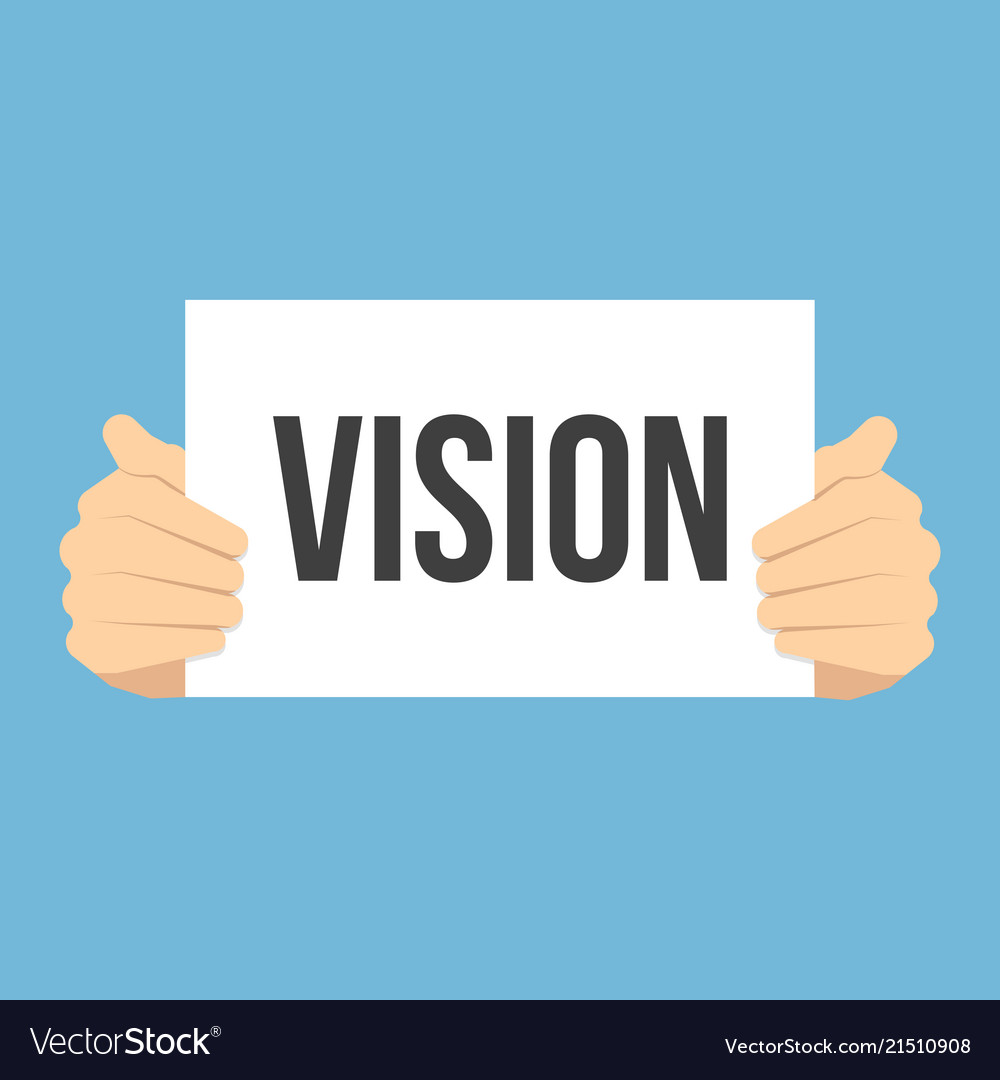 Man showing paper vision text Royalty Free Vector Image