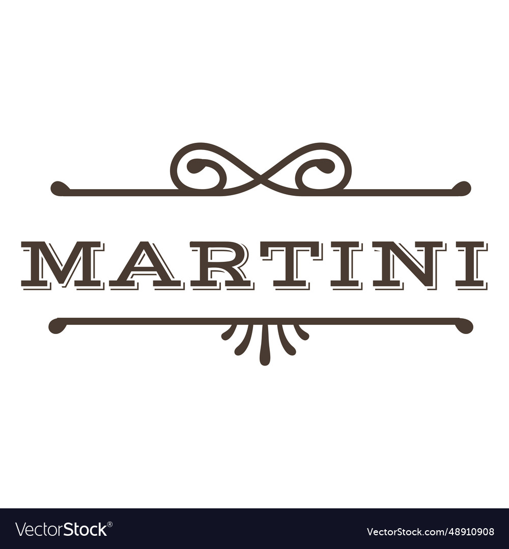 Martini text label stroke Royalty Free Vector Image