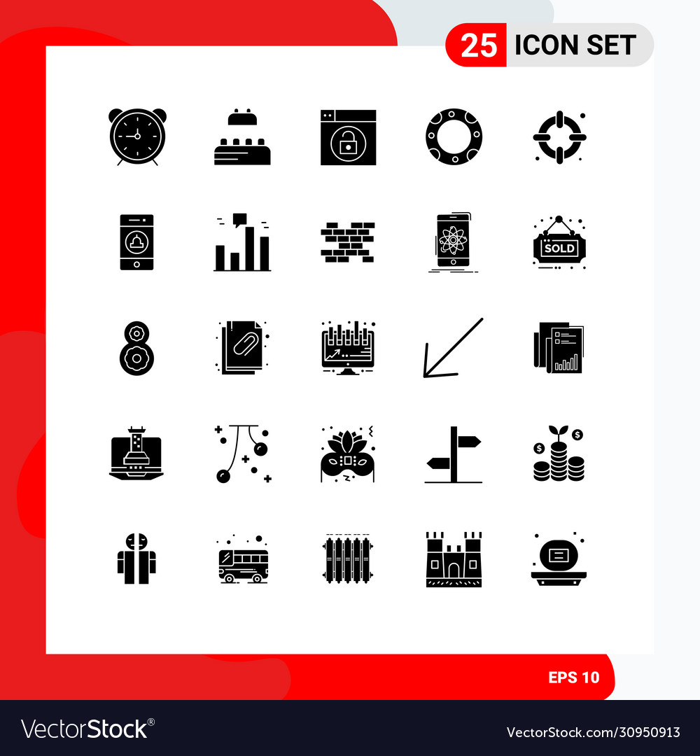 25 universal solid glyph signs symbols warning Vector Image