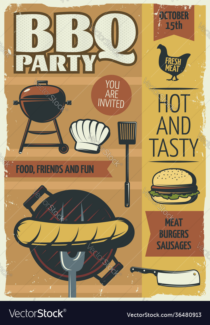 Bbq party poster Royalty Free Vector Image - VectorStock