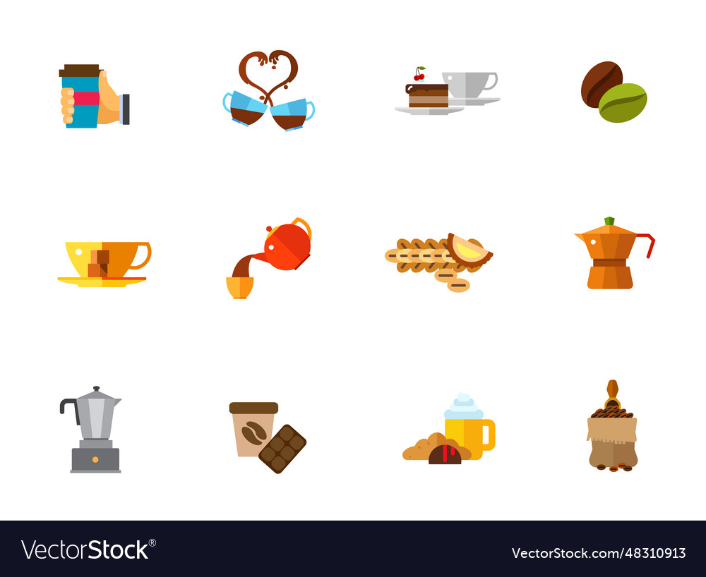 Brewing coffee icon set Royalty Free Vector Image