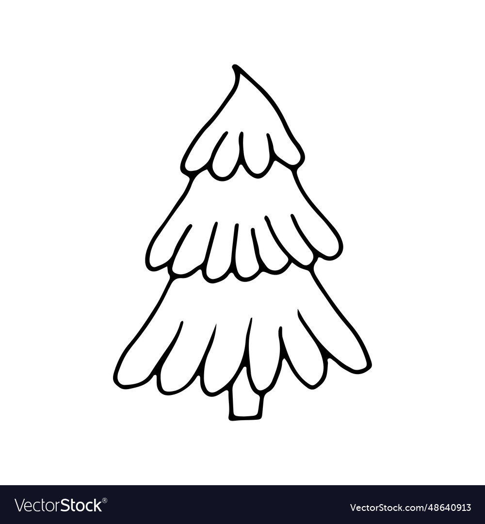 Christmas tree icon simple doodle hand drawing Vector Image