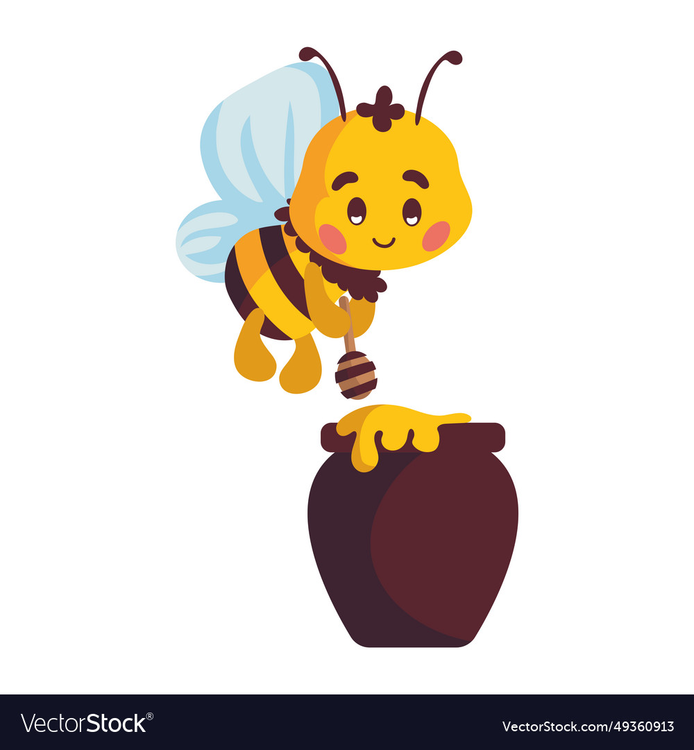 Cute bee with honey Royalty Free Vector Image - VectorStock