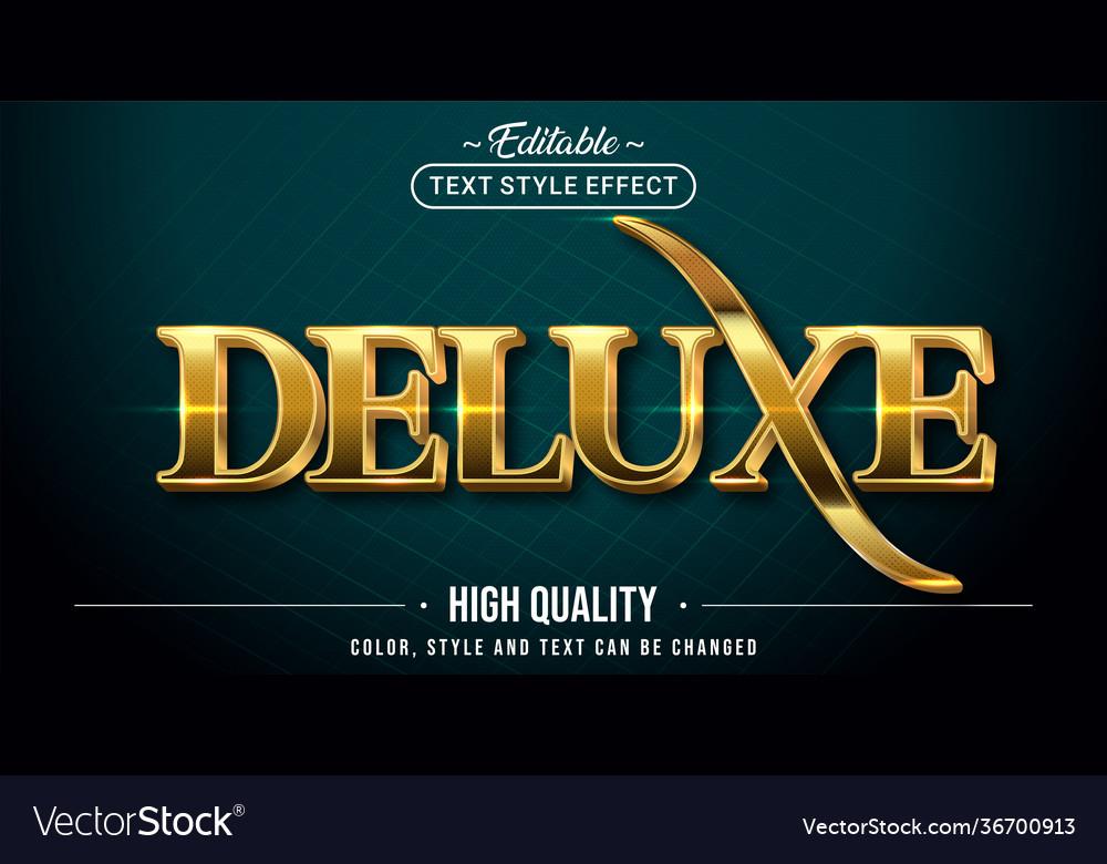 Editable Text Style Effect Gold Deluxe Vector Image 4302