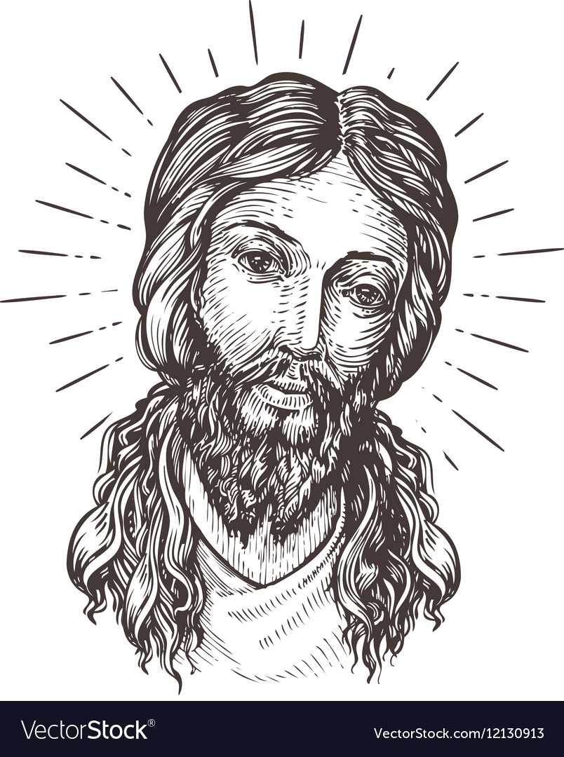 Jesus Christ Face Sketch Drawing , Art Vector Design Stock Vector -  Illustration of christian, icon: 109790207