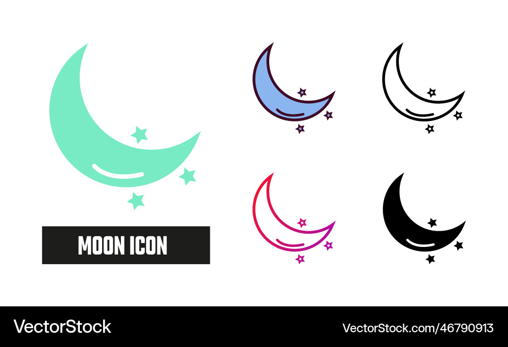 Moon icon set Royalty Free Vector Image - VectorStock