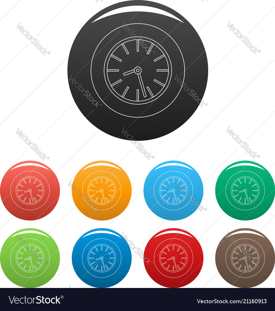 Round clock icons set color