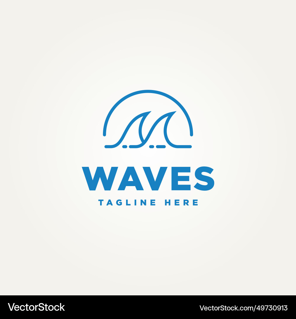 Sea wave minimalist line art logo template design Vector Image