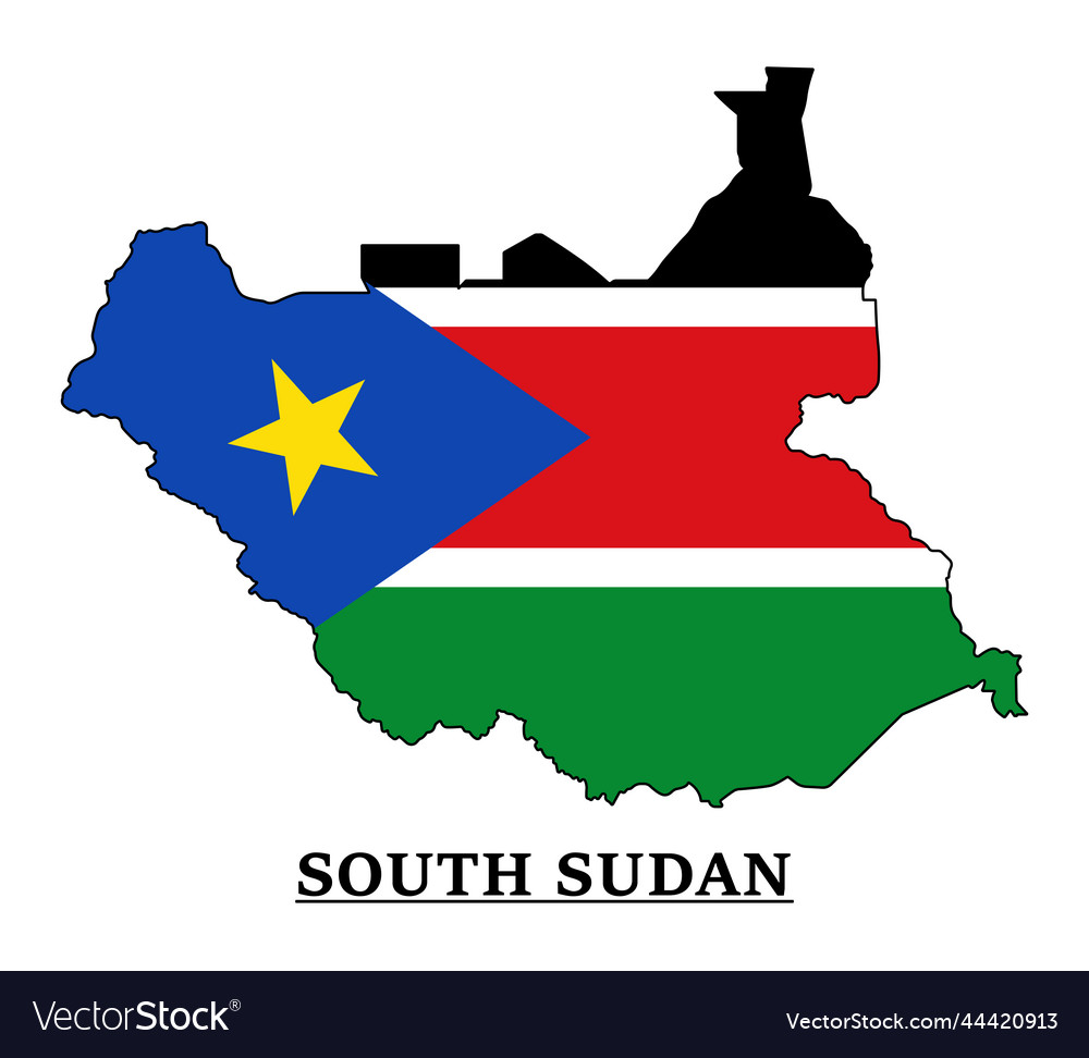 South sudan national flag map design Royalty Free Vector