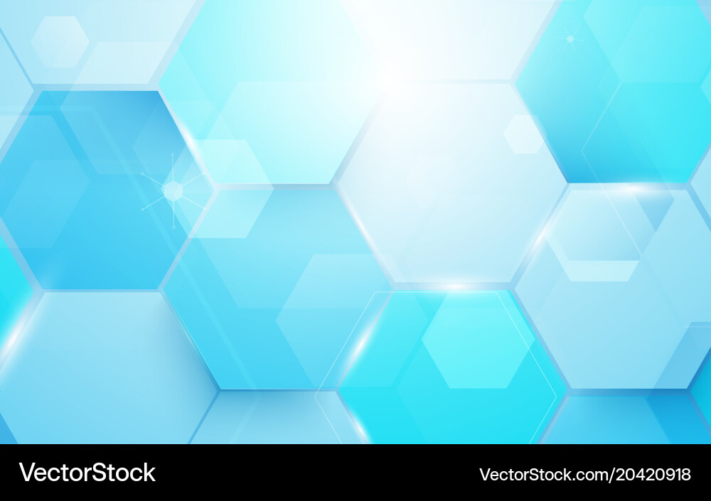 Abstract blue technology digital hi tech hexagons Vector Image