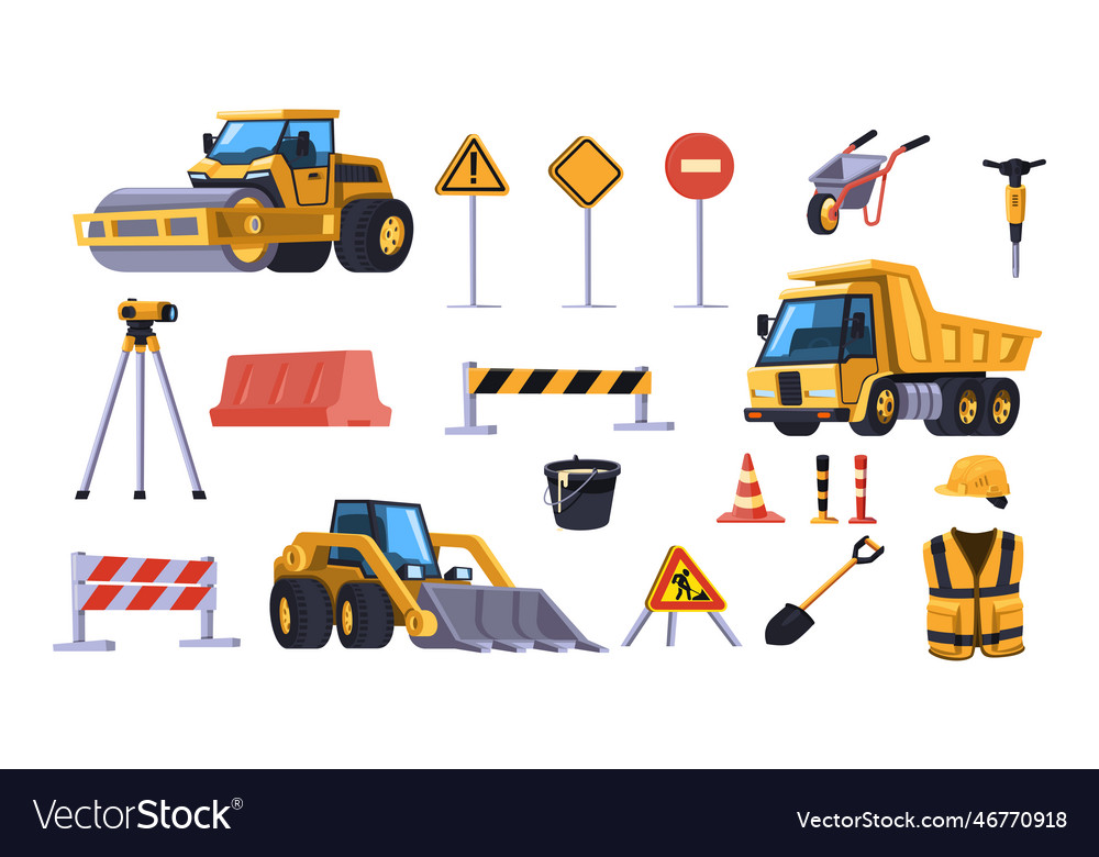 Construction equipment set Royalty Free Vector Image