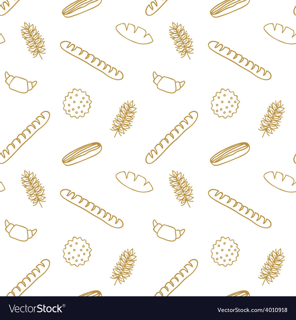 Edible pattern with bread rolls cookies cereals Vector Image