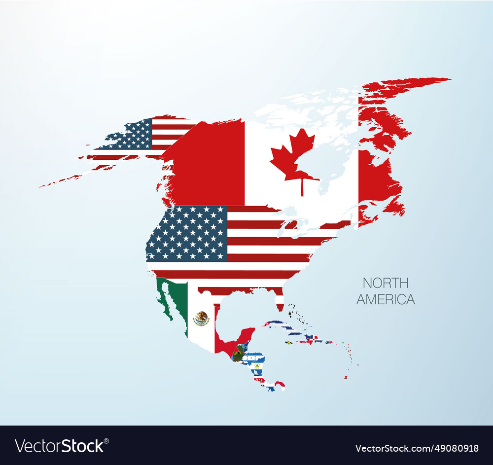 S american map divided by countries Royalty Free Vector