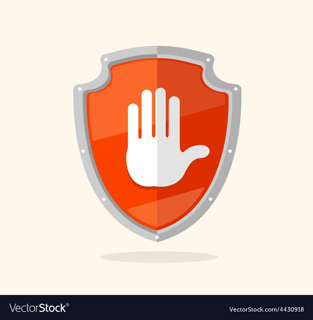 Shield stop sign Royalty Free Vector Image VectorStock