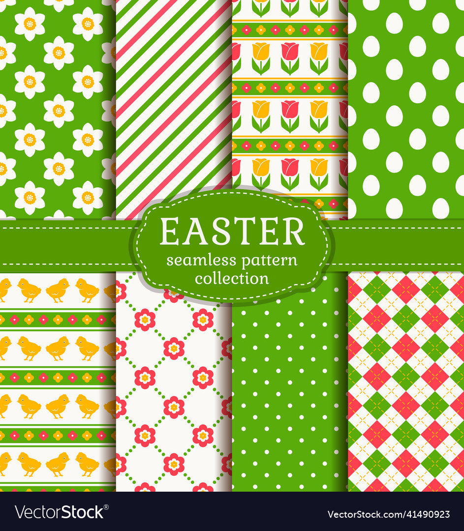 Happy easter set of cute holiday backgrounds vector image Happy easter set of cute holiday backgrounds