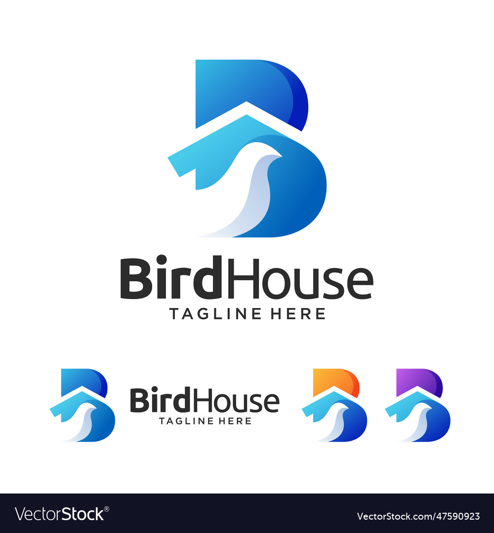 Letter b bird house logo design Royalty Free Vector Image