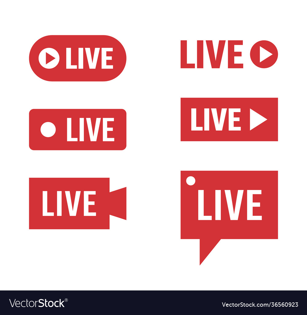 Live streaming icons set online broadcasting Vector Image