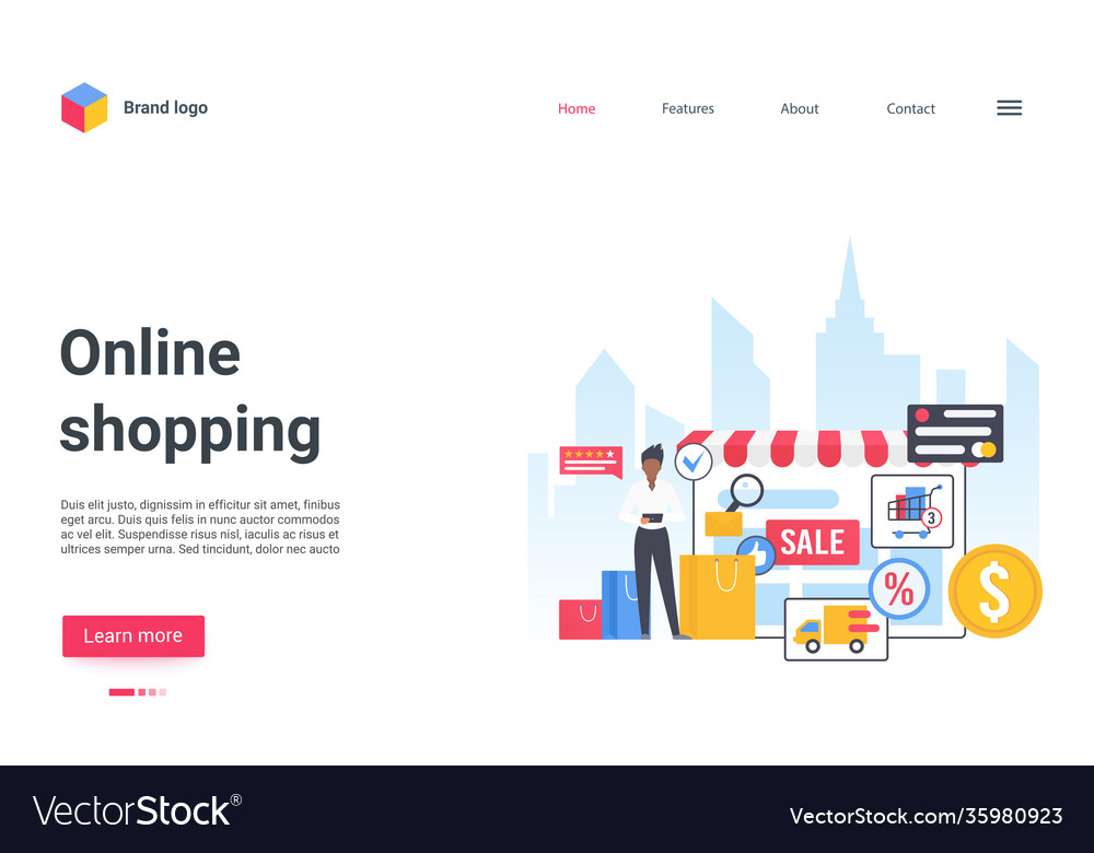 Online shopping service landing page customer Vector Image