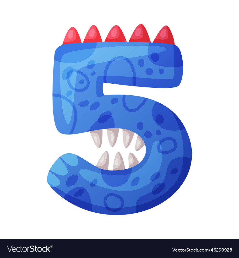 5 dino font number five dino effect numeral kids Vector Image