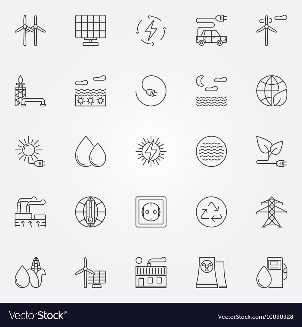 Alternative energy icons Royalty Free Vector Image