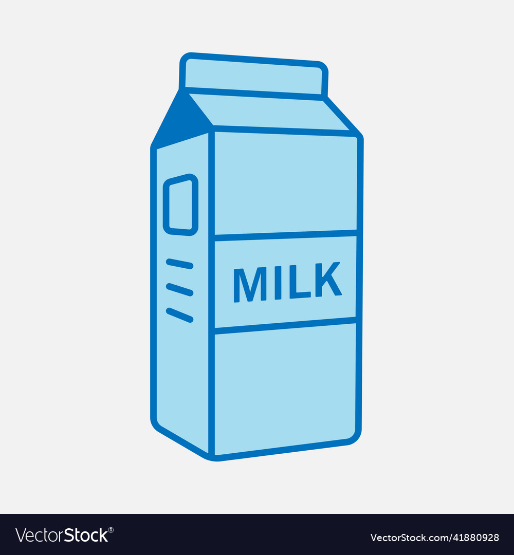 Blue color milk package icon isolated flat design Vector Image