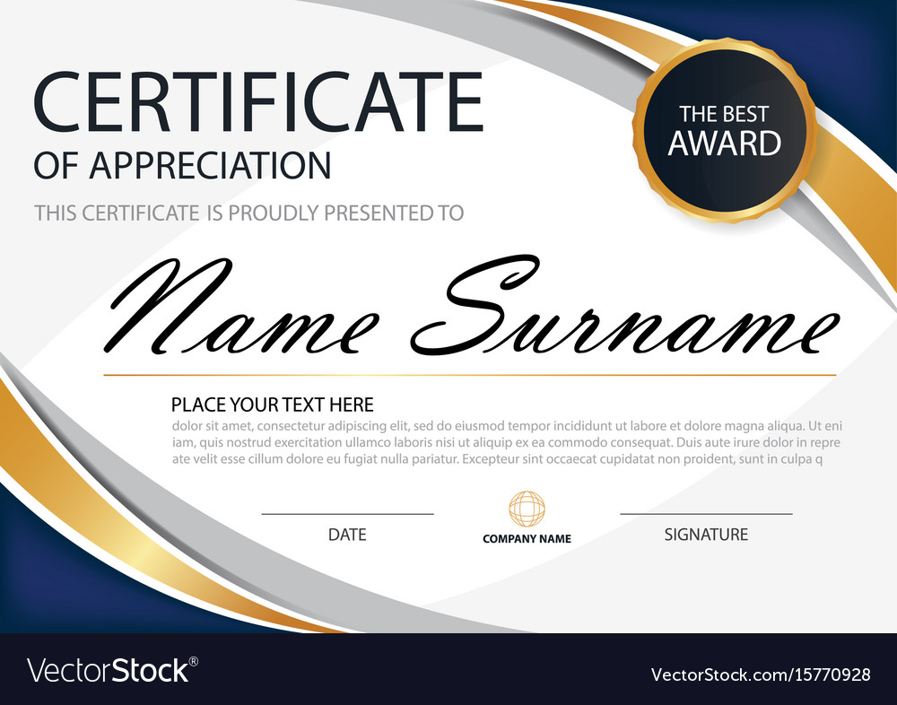 Blue elegance horizontal certificate template Vector Image