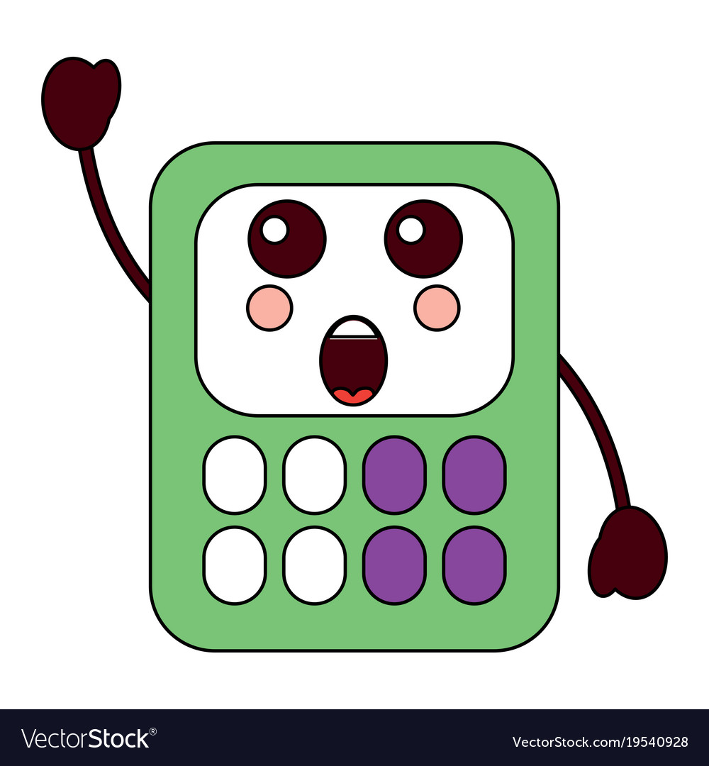 Calculator math kawaii character cartoon Vector Image