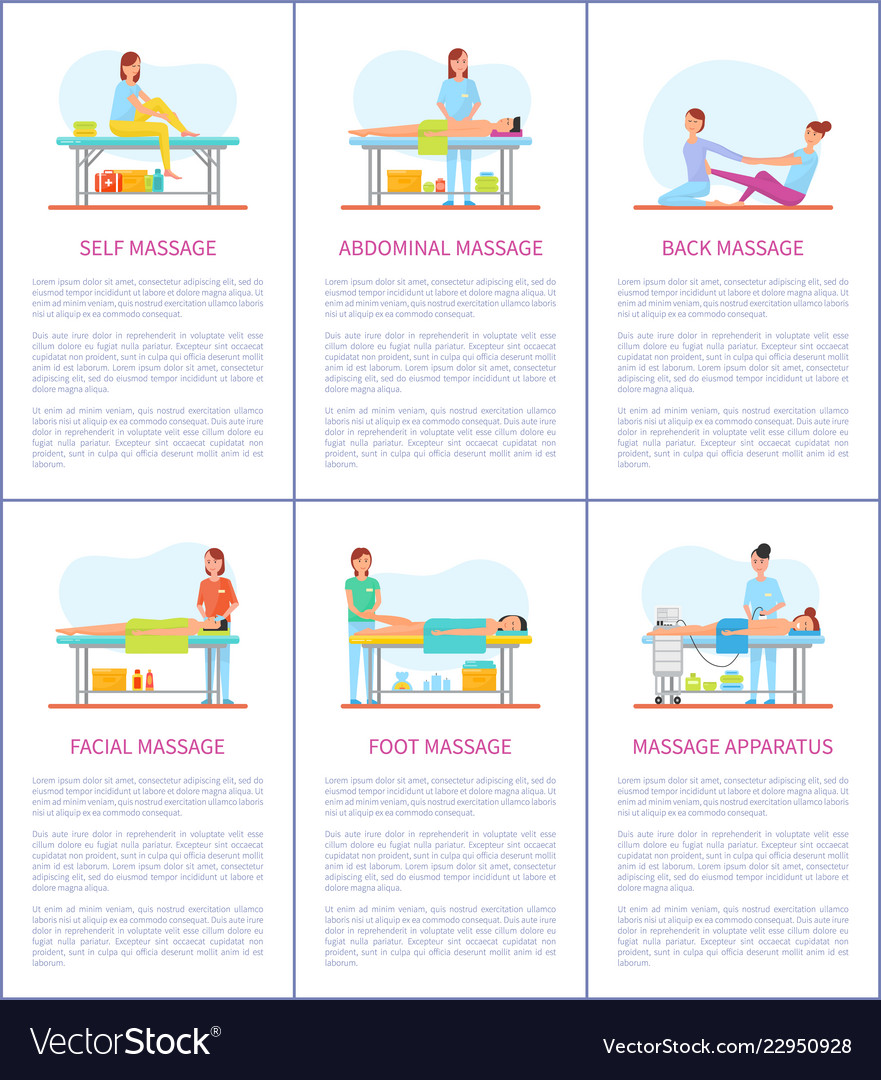 Facial And Self Massage Care Posters Set Vector Image