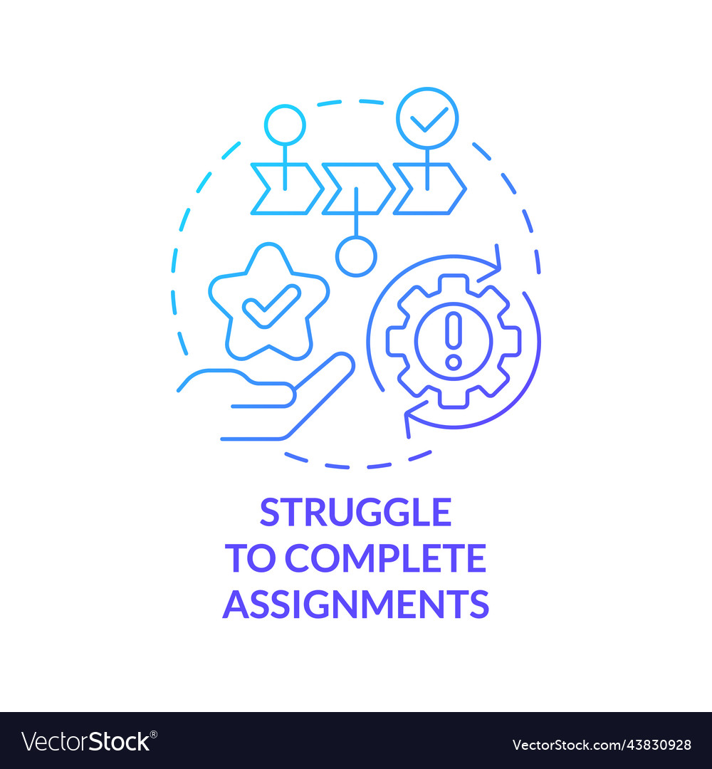 Struggle To Complete Assignments Blue Gradient Vector Image Struggle To Complete Assignments Blue Gradient Vector Image