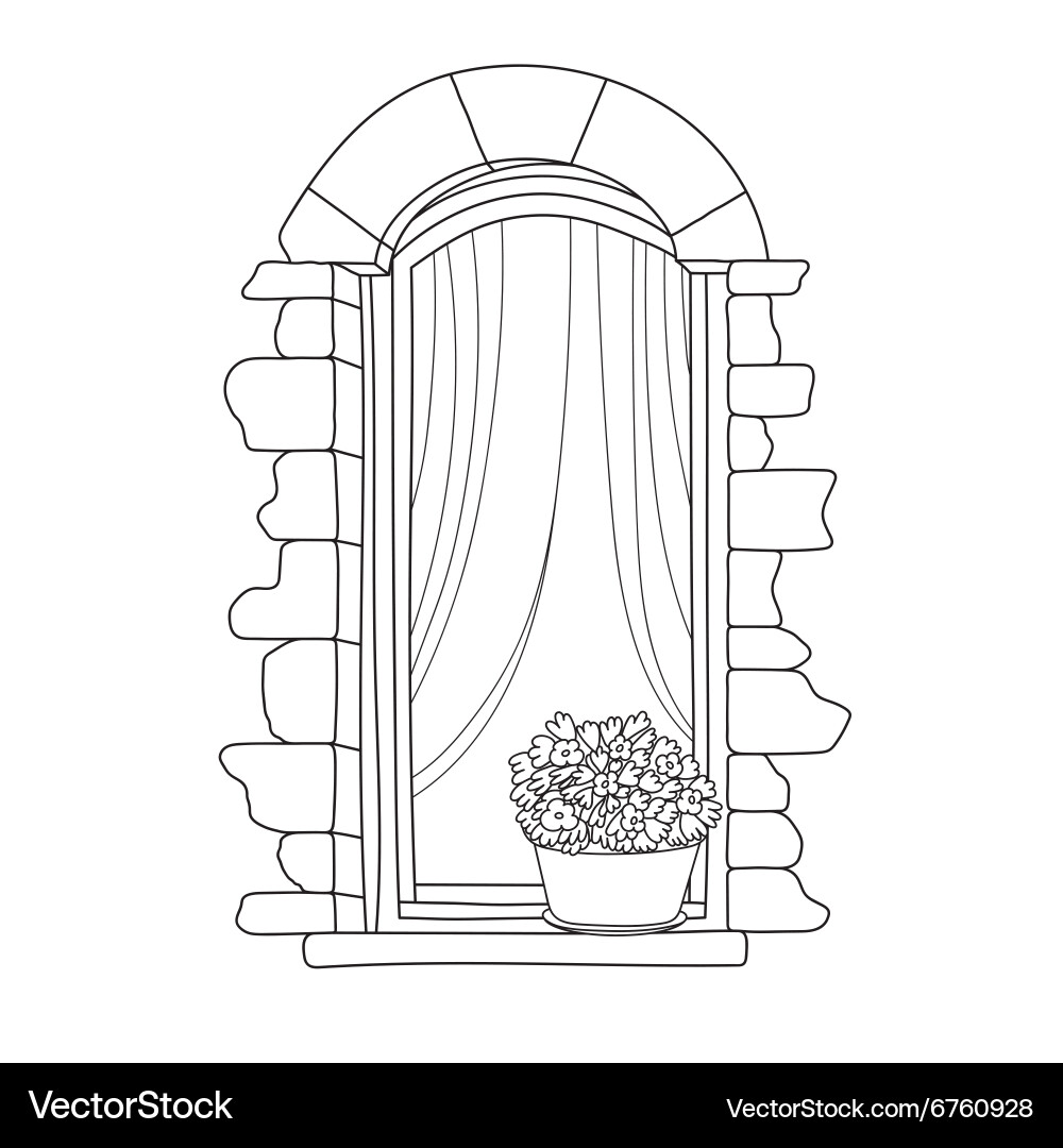 Window with potflower Royalty Free Vector Image