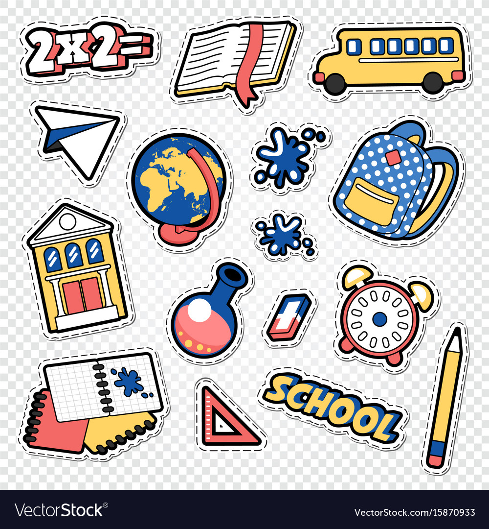 verzonden Voorkeursbehandeling drie Back to school doodle educational stickers Vector Image