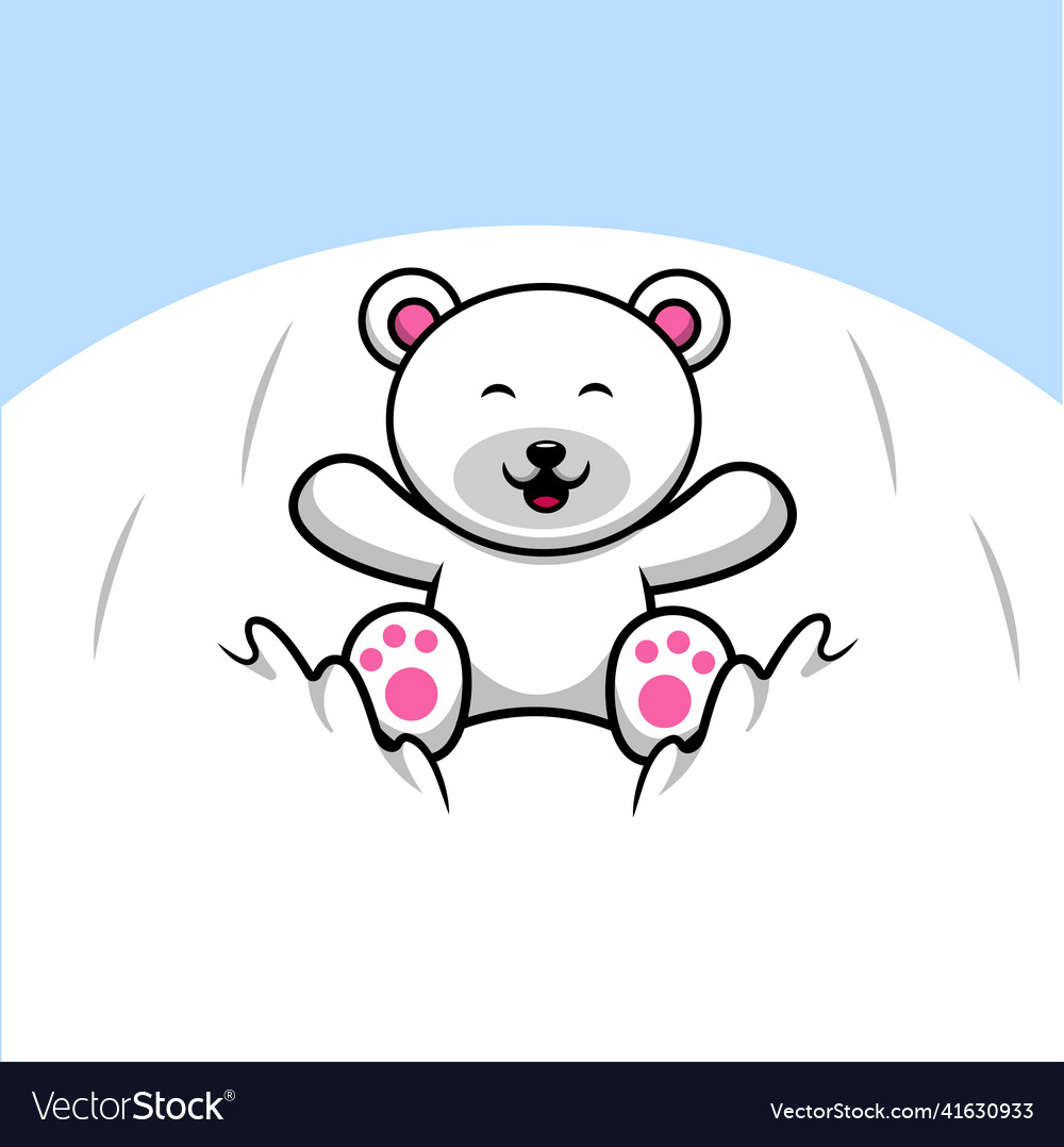 Cute polar bear sliding on ice Royalty Free Vector Image