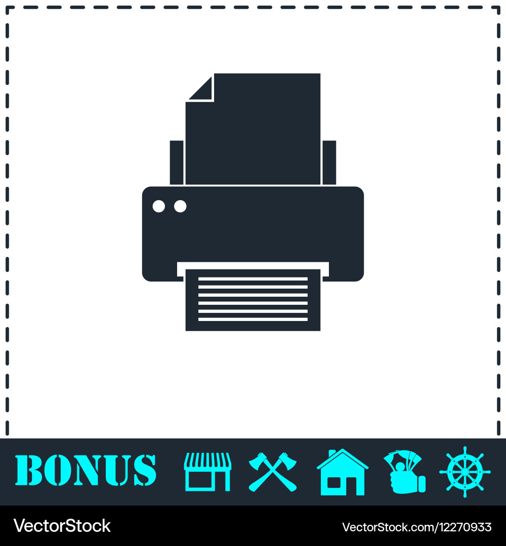 Printer icon flat Royalty Free Vector Image - VectorStock