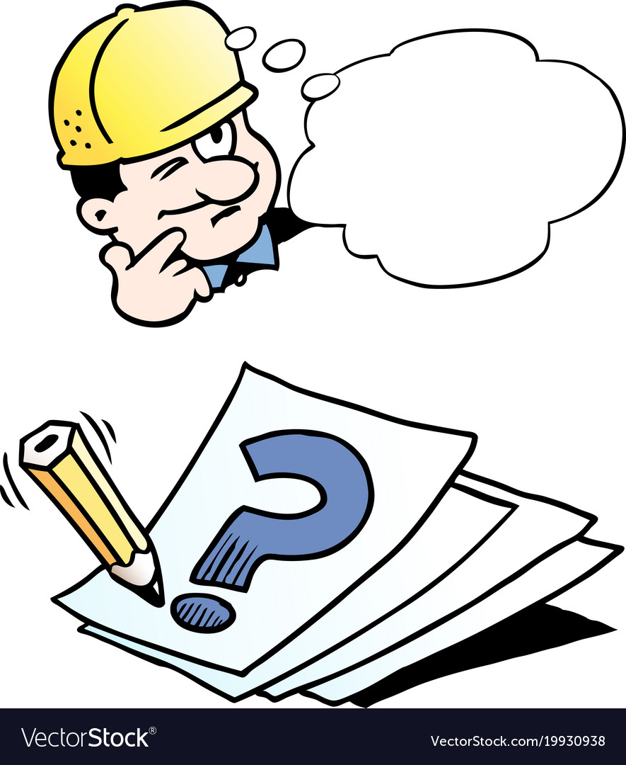 Cartoon of a engineer thinking of a solution Vector Image Cartoon of a engineer thinking of a solution Vector Image