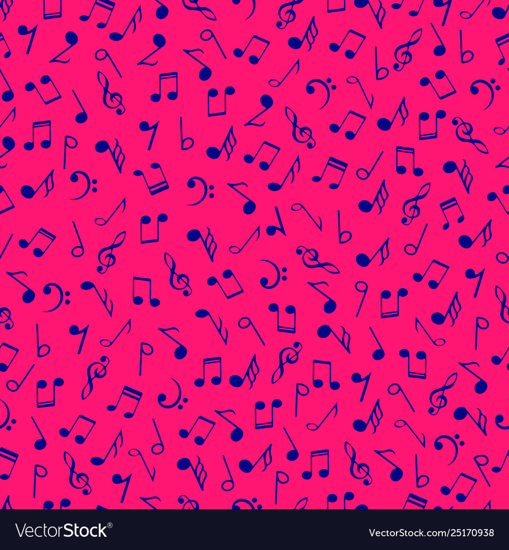 Colorful music notes seamless pattern blue colors vector image Colorful music notes seamless pattern blue colors