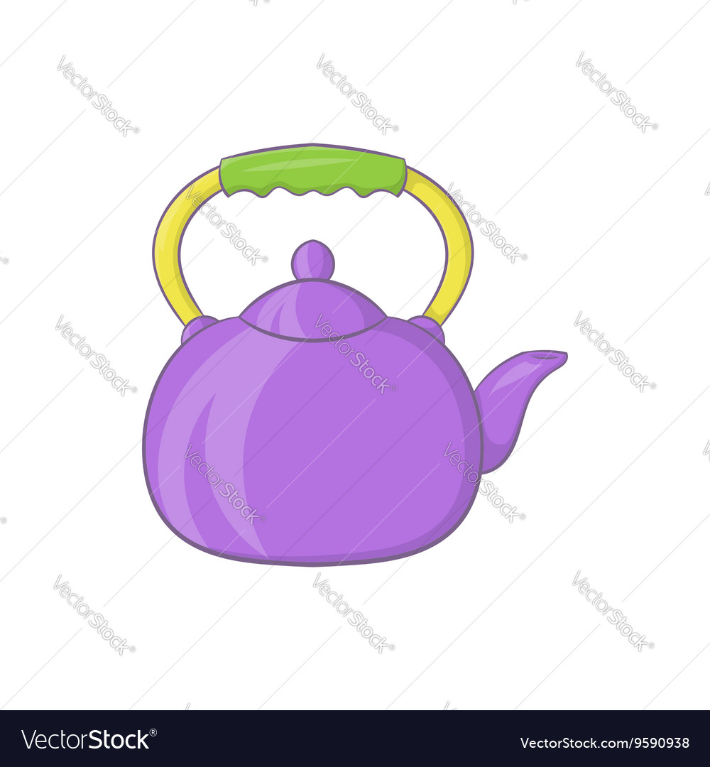 Violet teapot icon cartoon style Royalty Free Vector Image