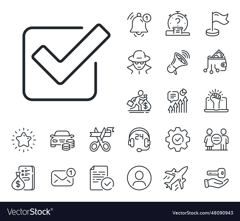 Check line icon approved tick sign salaryman Vector Image