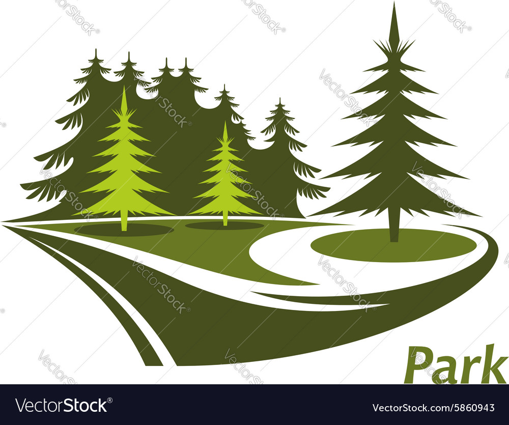 Icon of green park with pines Royalty Free Vector Image