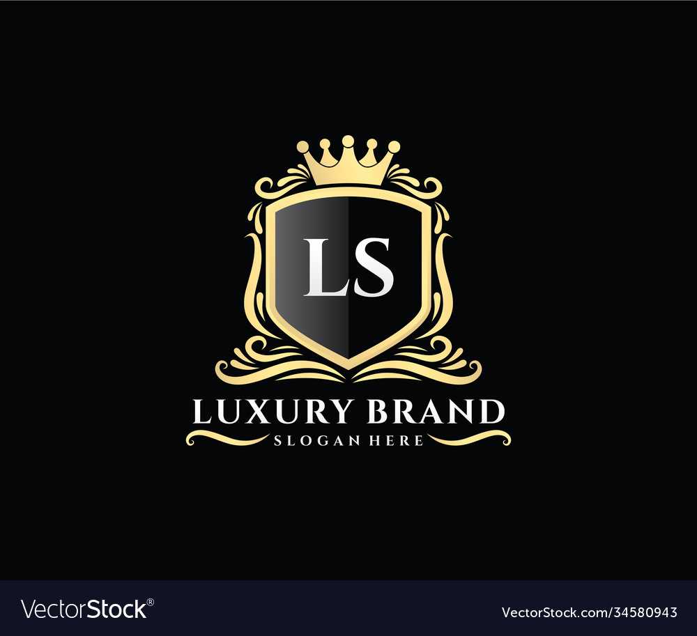 Ls initial letter gold calligraphic feminine Vector Image